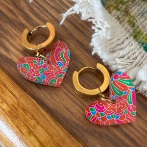 Colorful Heart Huggie Hoop Earrings